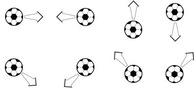 beyaz arkaplanda izole edilmiş toplar ve oklar, vektör illüstrasyonu