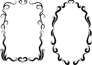 Beyaz arkaplan, vektör, illüstrasyon üzerinde izole çiçek çerçeveleri seti 