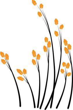 Beyaz arkaplan, vektör, illüstrasyon üzerinde izole edilmiş yaprakları olan renkli düz ağaç dalları