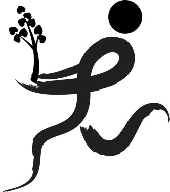 İnsan vücudunu ağaçla çizen fırça darbeleri, aşk konsepti 