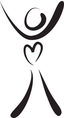 İnsan vücudunun kalp ve aşk konseptiyle çizilmiş fırça darbeleri. 