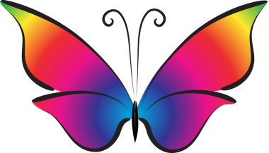 Renk arkaplanı, vektör, illüstrasyon üzerinde izole edilmiş güzel kelebek çizimi