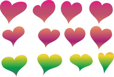 Güzel dekoratif kalp koleksiyonu, aşk konsepti 