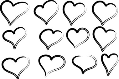 Güzel dekoratif kalp koleksiyonu, aşk konsepti 