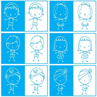 Çizgi film karakterleri çizen çocuklar.