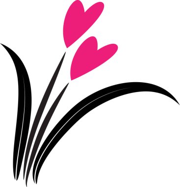 Beyaz arka planda izole edilmiş kalpleri olan çiçekler