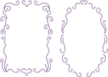 Beyaz arkaplan, vektör, illüstrasyon üzerinde izole çiçek çerçeveleri seti 