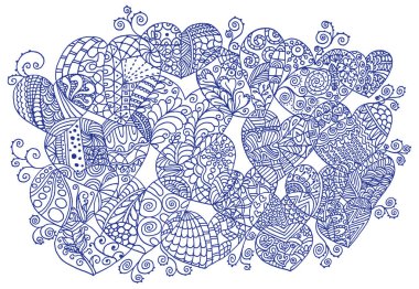 Güzel dekoratif kalp koleksiyonu, aşk konsepti 