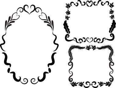 Beyaz arkaplan, vektör, illüstrasyon üzerinde izole çiçek çerçeveleri seti 