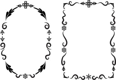 Beyaz arkaplan, vektör, illüstrasyon üzerinde izole çiçek çerçeveleri seti 