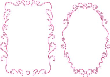 Beyaz arkaplan, vektör, illüstrasyon üzerinde izole çiçek çerçeveleri seti 