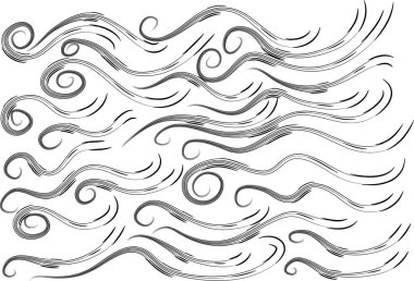 Beyaz arkaplanda izole edilmiş deniz dalgaları kümesi