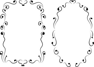 Beyaz arkaplan, vektör, illüstrasyon üzerinde izole çiçek çerçeveleri seti 