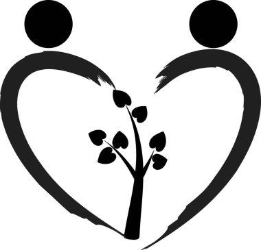 İnsan vücudunu ağaçla çizen fırça darbeleri, aşk konsepti 