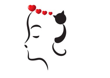 Kalbi olan bir kızın vektör çizimi