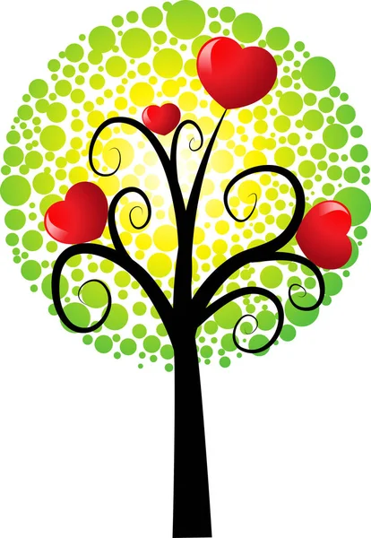 Kalpli aşk ağacı ve kopyalama alanı, vektör illüstrasyonu 