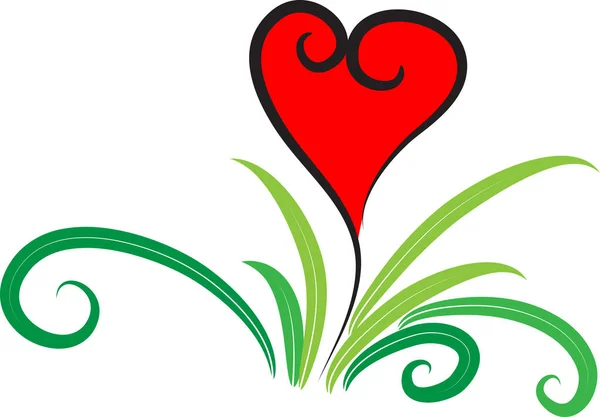 Logo Corazón Plano Colorido Planta Aislada Sobre Fondo Blanco — Archivo Imágenes Vectoriales