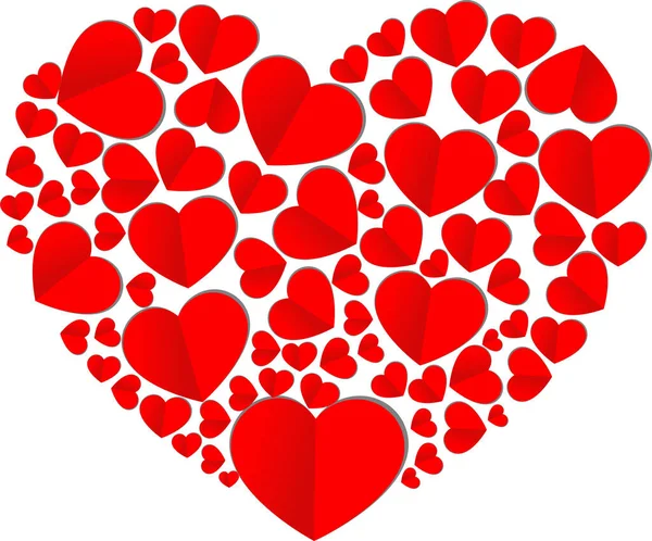 Beyaz arka planda romantik kalp şeklinde vektör kalpler seti 