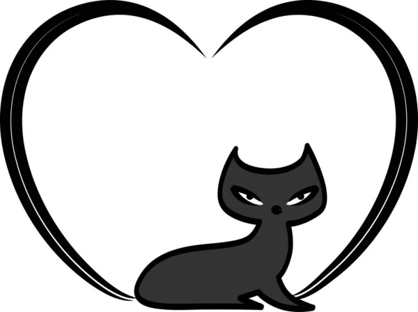 Dibujos Animados Lindo Pequeño Gato Con Corazón Aislado Sobre Fondo — Vector de stock