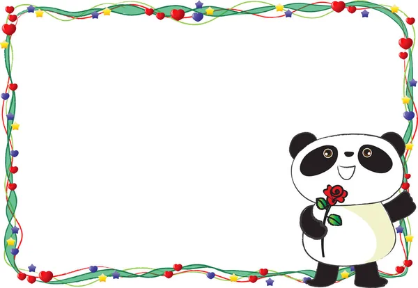 Rand Frame Met Leuke Cartoon Panda — Stockvector