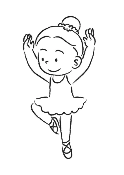 Pequeña Chica Dibujos Animados Bailando Vector Ilustración — Vector de stock
