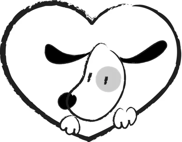 Desenho Animado Pequeno Cão Bonito Com Coração Isolado Fundo Branco — Vetor de Stock