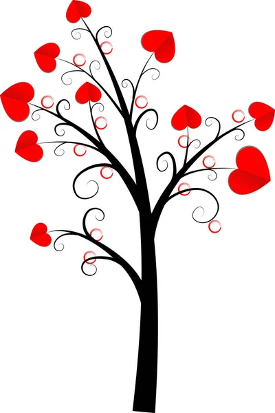 Arbre Amour Avec Des Cœurs Espace Copie Illustration Vectorielle — Image vectorielle