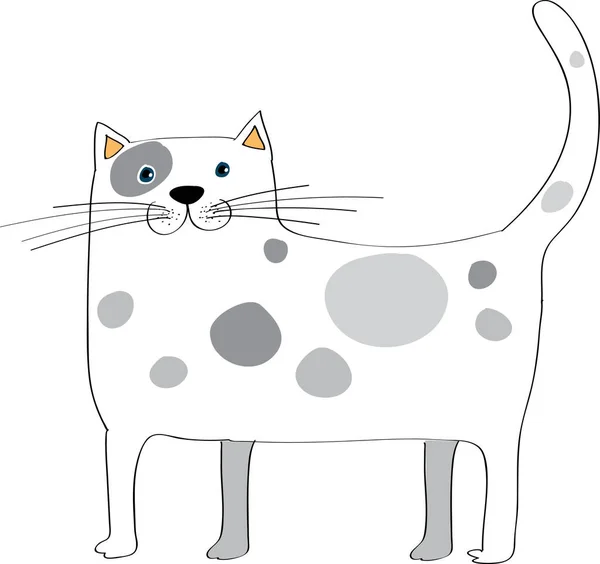 Dibujos Animados Lindo Pequeño Gato Aislado Sobre Fondo Blanco Concepto — Vector de stock