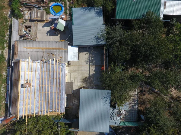 Slavyansk Kubáň Rusko Září 2017 Soukromého Domu Přístavby Opravte Střechu — Stock fotografie