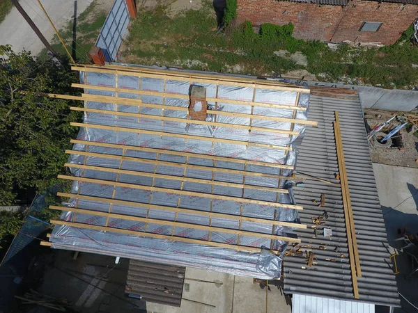 Slavyansk Kubani Rosja Września 2017 Remont Dachu Domu Wilgoci Izolacja — Zdjęcie stockowe