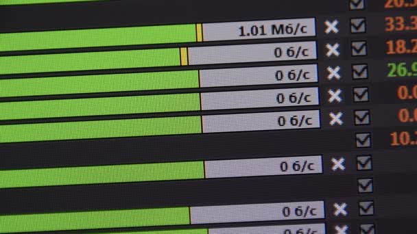 Schaal van het uploaden van bestanden via ftp. Video van het computerscherm. Downloaden of uploaden van een bestand. — Stockvideo