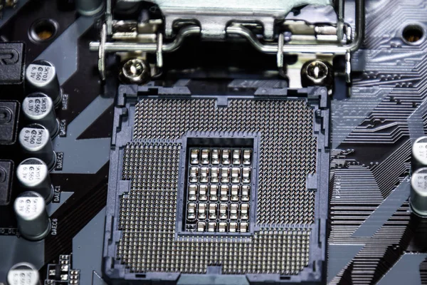 Een nest voor de Intel processor in het moederbord. — Stockfoto
