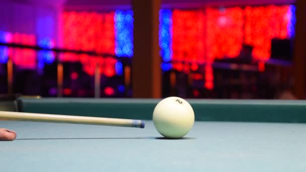 Billiards, billiard table. Balls on the billiard table. — Stock Video