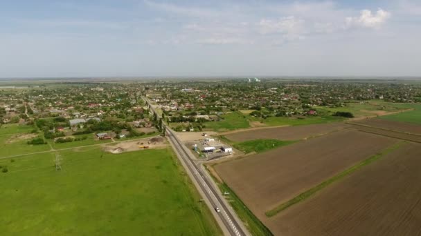 Bovenaanzicht van het dorp van de gemeente — Stockvideo