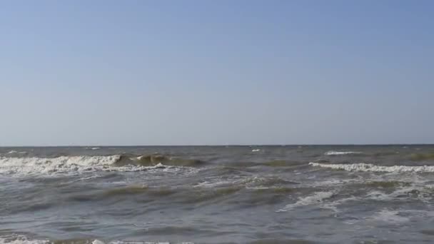Plage de la mer d'Azov. Vagues sur la mer. Plage à la mer 