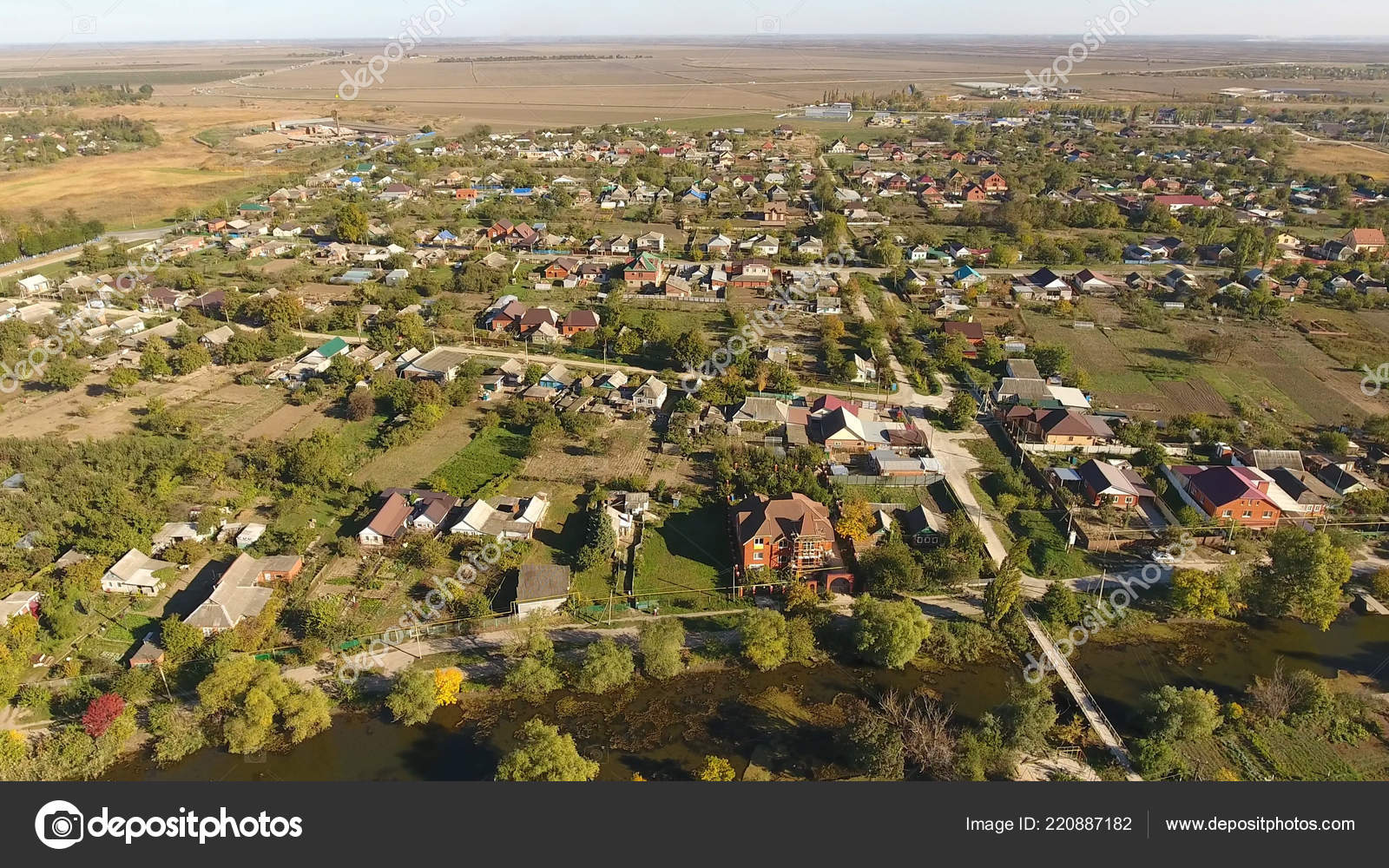 Top View Village Village Poltavskaya Top View Village One Can — Stock