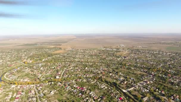 Vista superior del pueblo. El pueblo de Poltavskaya . — Vídeos de Stock