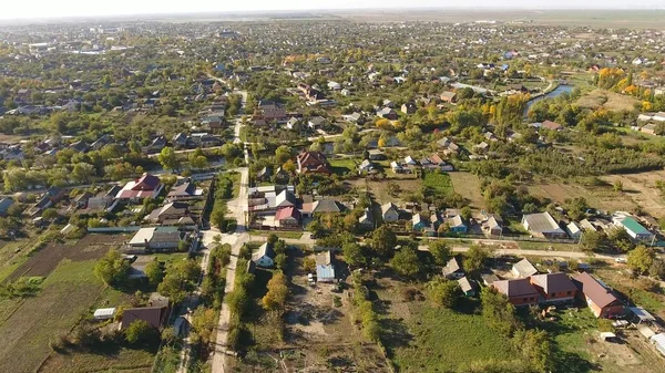 Ovanifrån Byn Den Byn Poltavskaya Ovanifrån Byn Man Kan Tak — Stockfoto