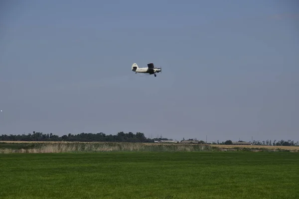 Aircraft Agricultural Aviation Spraying Fertilizers Pesticides Field Aircraft — Stock Photo, Image