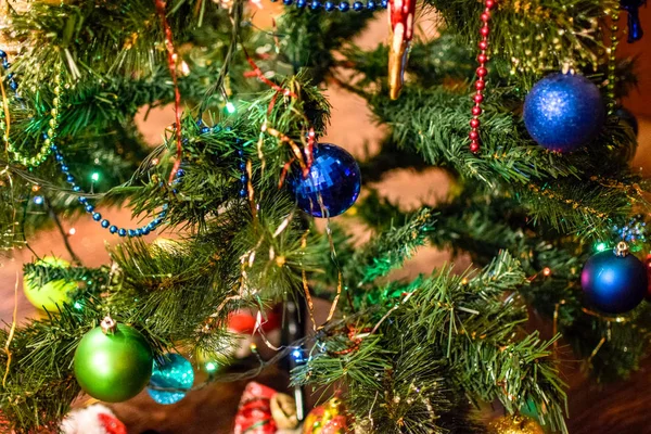 Tinsel Brinquedos Bolas Outras Decorações Árvore Natal Livre Decorações Árvore — Fotografia de Stock