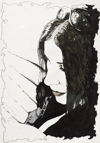 一个女孩的肖像倾斜着她的头 — 图库照片
