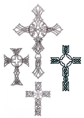 Hıristiyan bir haç desenler şeklinde çizim