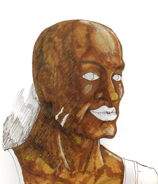 Figura hombre marrón con labios grandes. Hombre de raza negra . — Foto de Stock