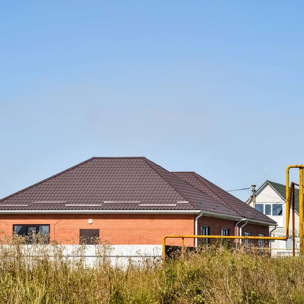 Detached House Roof Made Steel Sheets Roof Metal Sheets Modern — Stock Photo, Image