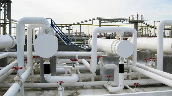 Intercambiadores Calor Una Refinería Equipo Para Refino Petróleo —  Fotos de Stock