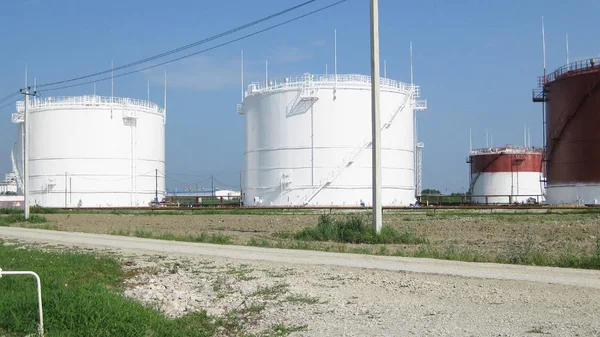 Tanque Acero Vertical Capacidad Almacenamiento Petróleo Gasolina Queroseno Gasóleo Otros — Foto de Stock