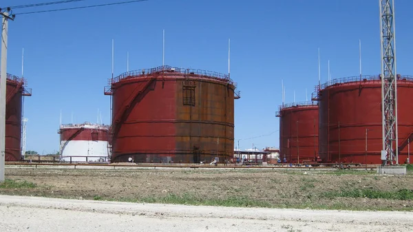 Цистерна Вертикальна Сталь Ємності Зберігання Нафти Бензину Гасу Дизеля Інших — стокове фото