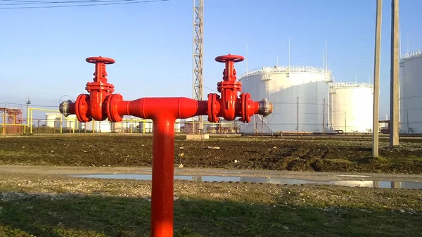 Gasoducto Salida Del Sistema Incendios Sistema Extinción Incendios Refinería Petróleo — Foto de Stock