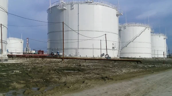 Réservoirs Stockage Produits Pétroliers Raffinerie Équipement — Photo