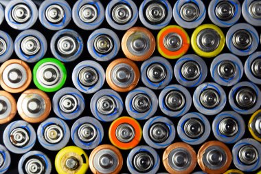 Salt and alkaline batteries, a source of energy for portable technology. AAA and AA batteries clipart